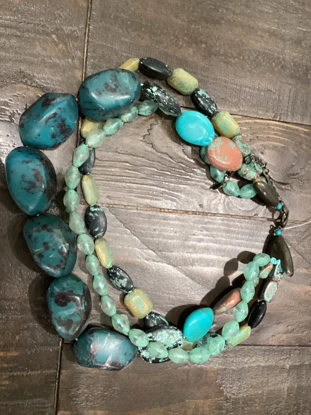Turquoise‎ Multi-Strand Beaded Necklace - Aqua Green